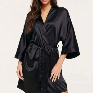 Victoria's Secret Black Satin Midi Robe